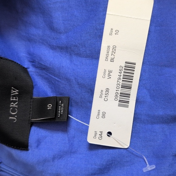 J. Crew Pleated A Line Sleeveless Blue Chevron Blue Cotton Dress, size 10 NWT - Picture 9 of 12